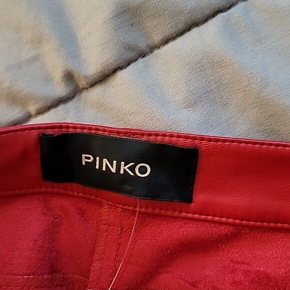 Pinko Red Faux Leather Pants - Picture 7 of 10